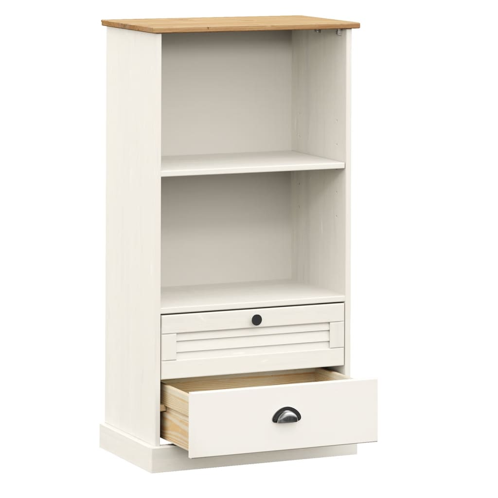 Bokhylle Hvit VIGO 60x35x114,5 cm heltre furu