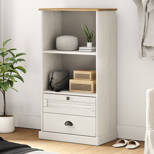 Bokhylle Hvit VIGO 60x35x114,5 cm heltre furu