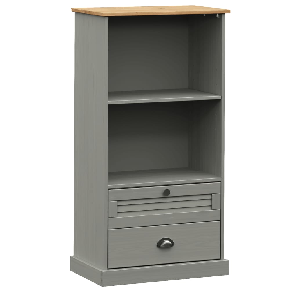 Bokhylle Grå VIGO 60x35x114,5 cm heltre furu