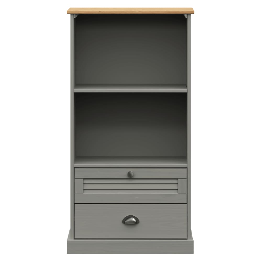 Bokhylle Grå VIGO 60x35x114,5 cm heltre furu
