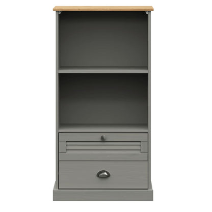 Bokhylle Grå VIGO 60x35x114,5 cm heltre furu