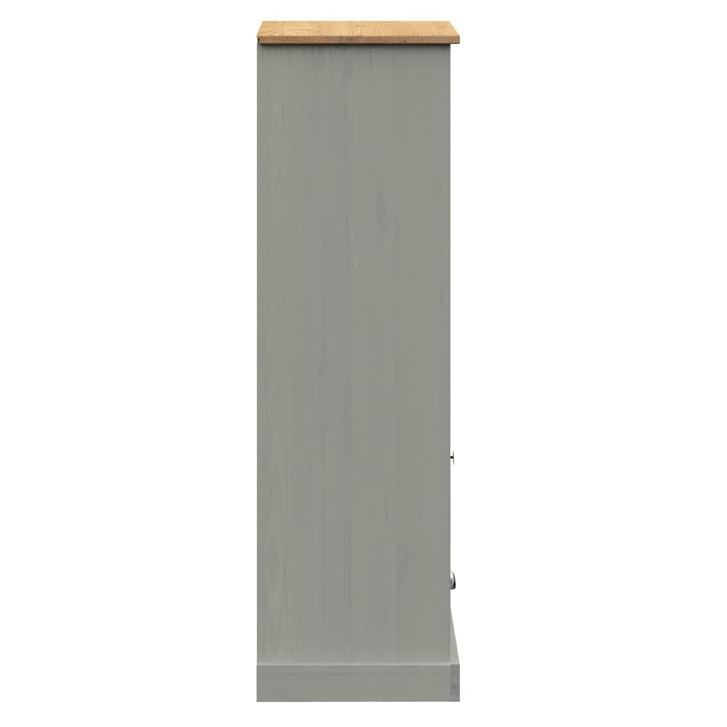 Bokhylle Grå VIGO 60x35x114,5 cm heltre furu