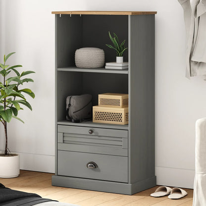 Bokhylle Grå VIGO 60x35x114,5 cm heltre furu