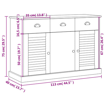 Skjenk Tre med skuffer VIGO 113x40x75 cm heltre furu
