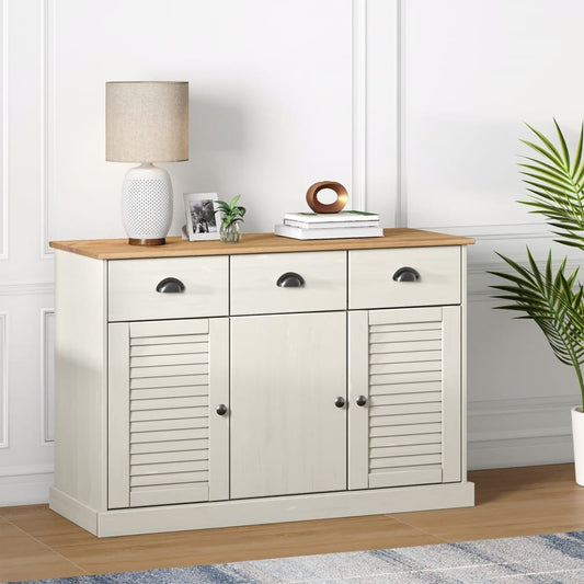 Skjenk Hvit Tre heltre furu med skuffer VIGO 113x40x75 cm