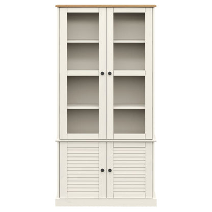 Vitrineskap VIGO Hvit 85x35x170 cm heltre furu