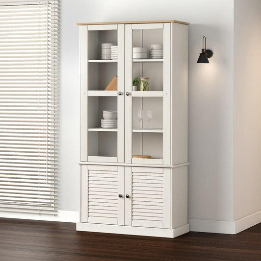 Vitrineskap VIGO Hvit 85x35x170 cm heltre furu