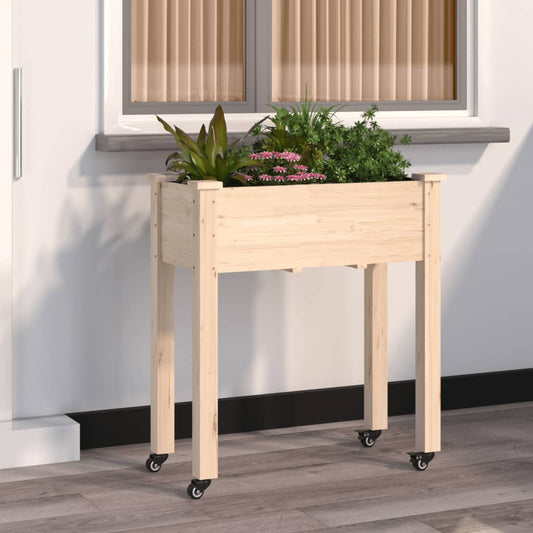 Utendørs Blomsterkasse Plantekasse Tre med foring 71x37x80 cm heltre gran