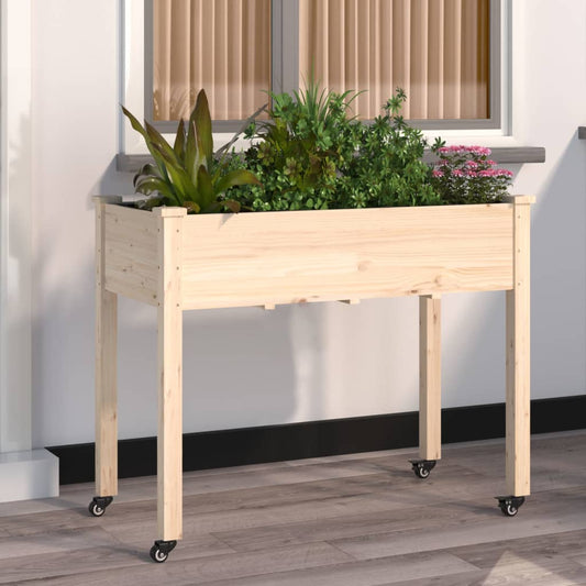 Utendørs Blomsterkasse Plantekasse Tre med foring 118x59x80 cm heltre gran