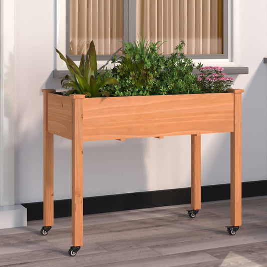 Utendørs Blomsterkasse Plantekasse Tre med foring Brun 118x59x80 cm heltre gran