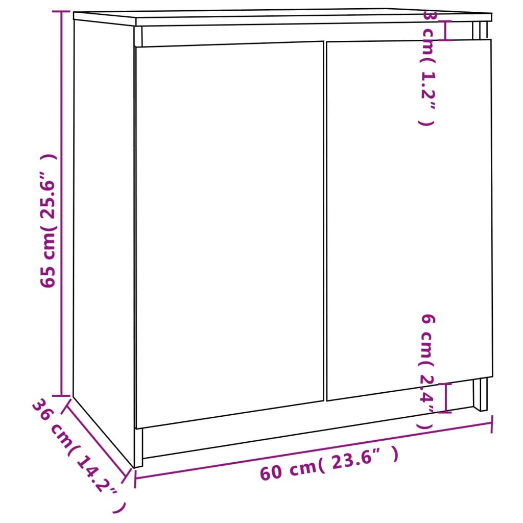 Skap Hvit 60x36x65 cm heltre furu
