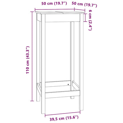 Barbord hvit 50x50x110 cm heltre furu