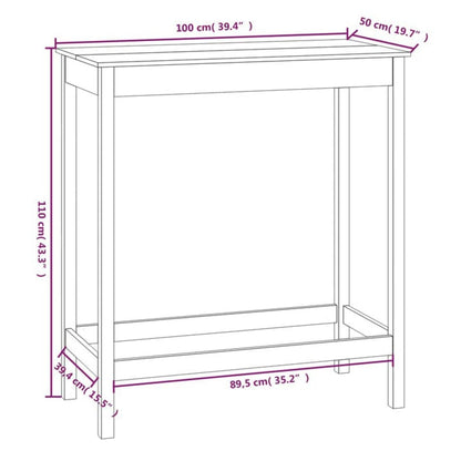 Barbord hvit 100x50x110 cm heltre furu