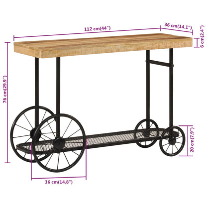 Avlastningsbord Konsollbord Tre 112x36x76 cm heltre mango og jern