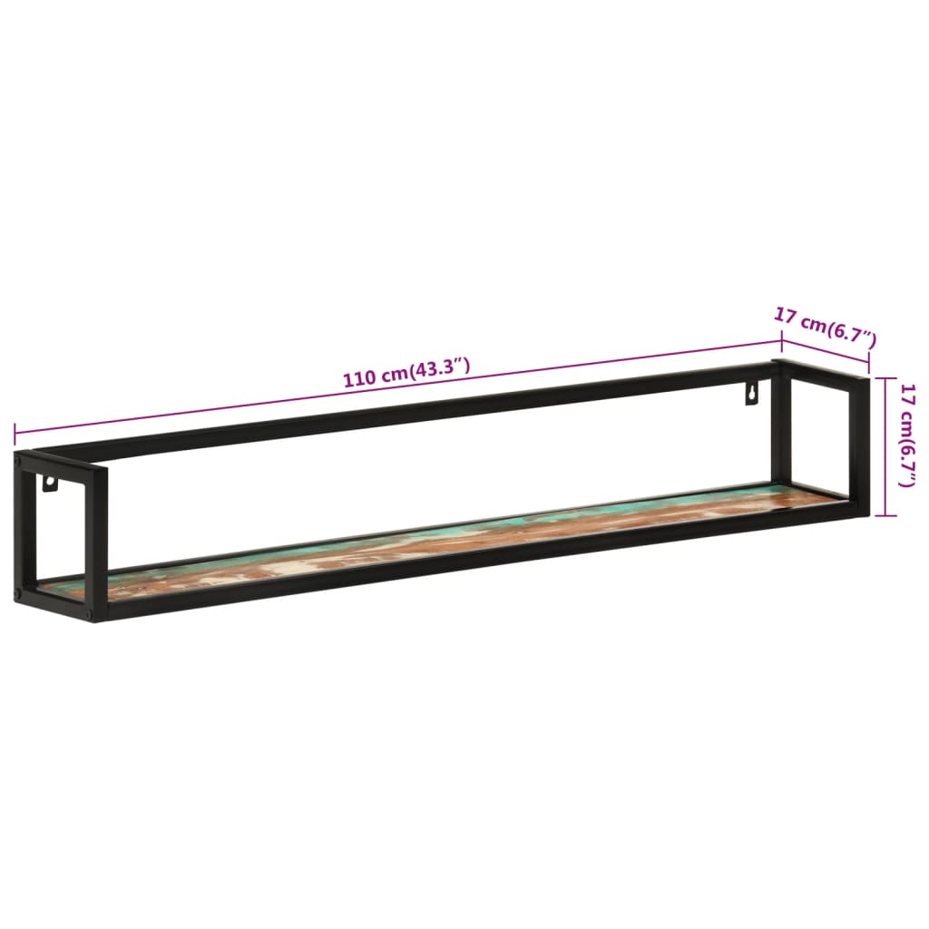 Vegghylle Tre 2 stk 110x17x17 cm gjenvunnet heltre