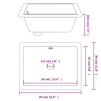 Baderomservant Hvit 39x30x18,5 cm rektangulær keramikk