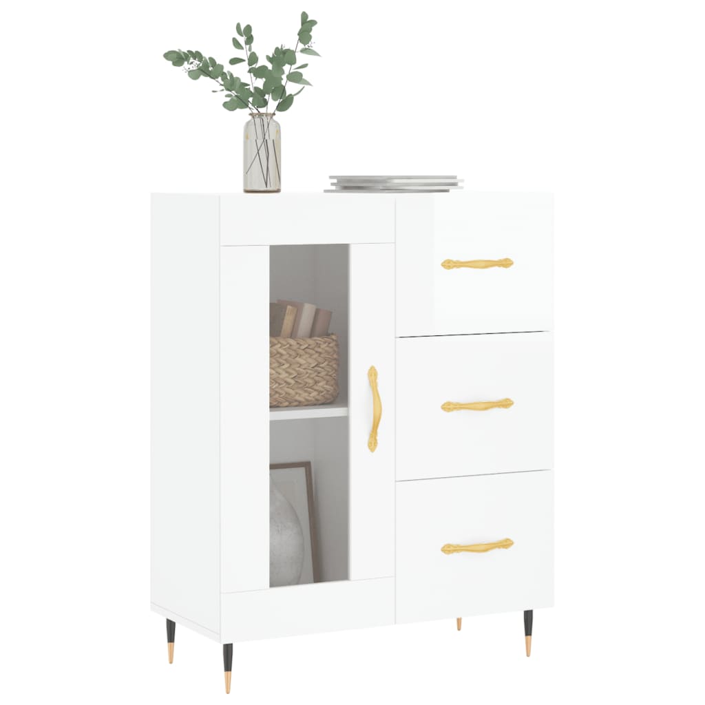 Skjenk Høyglans Hvit 69,5x34x90 cm