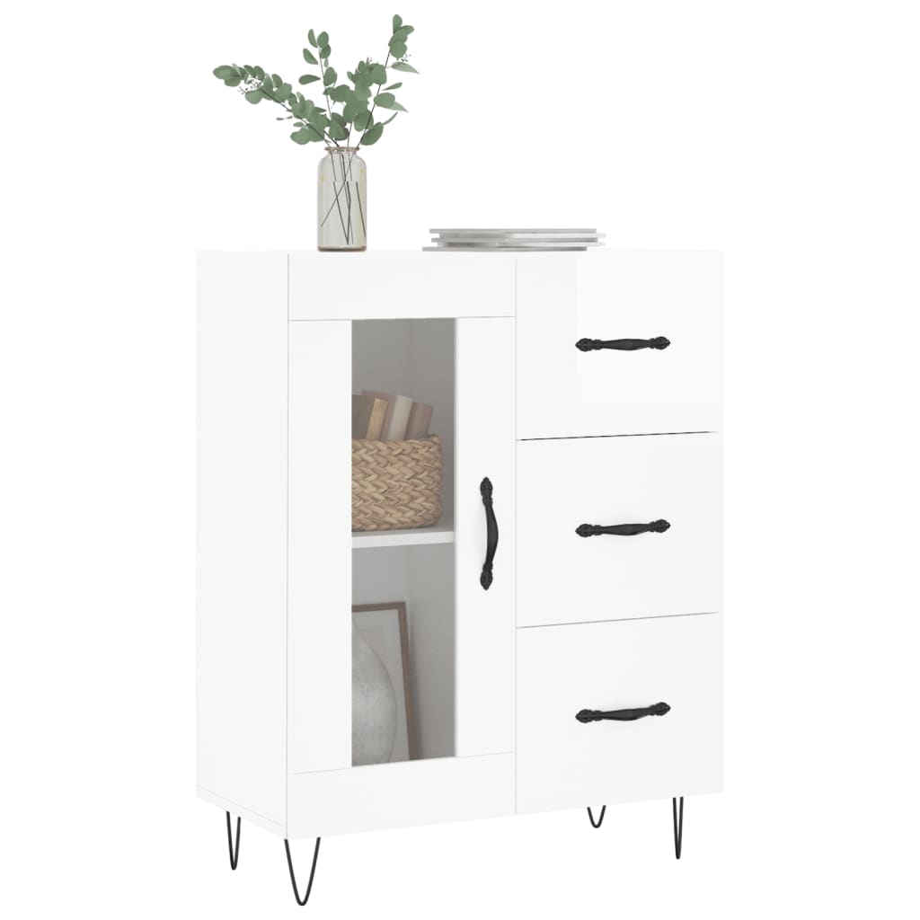 Skjenk Høyglans Hvit 69,5x34x90 cm