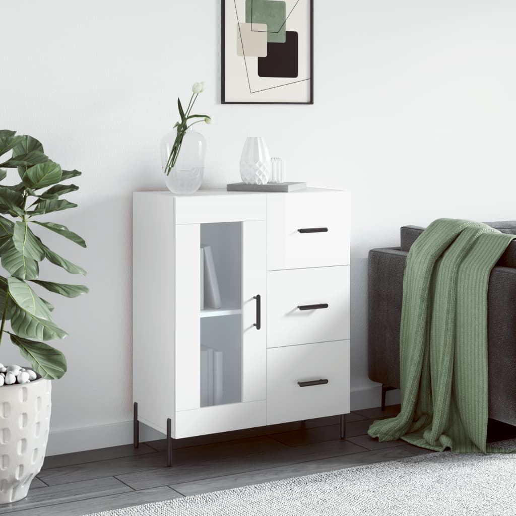 Skjenk Høyglans Hvit 69,5x34x90 cm