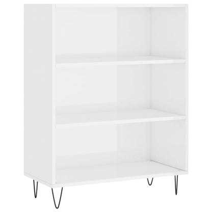 Bokhylle høyglans hvit 69,5x32,5x90 cm konstruert tre