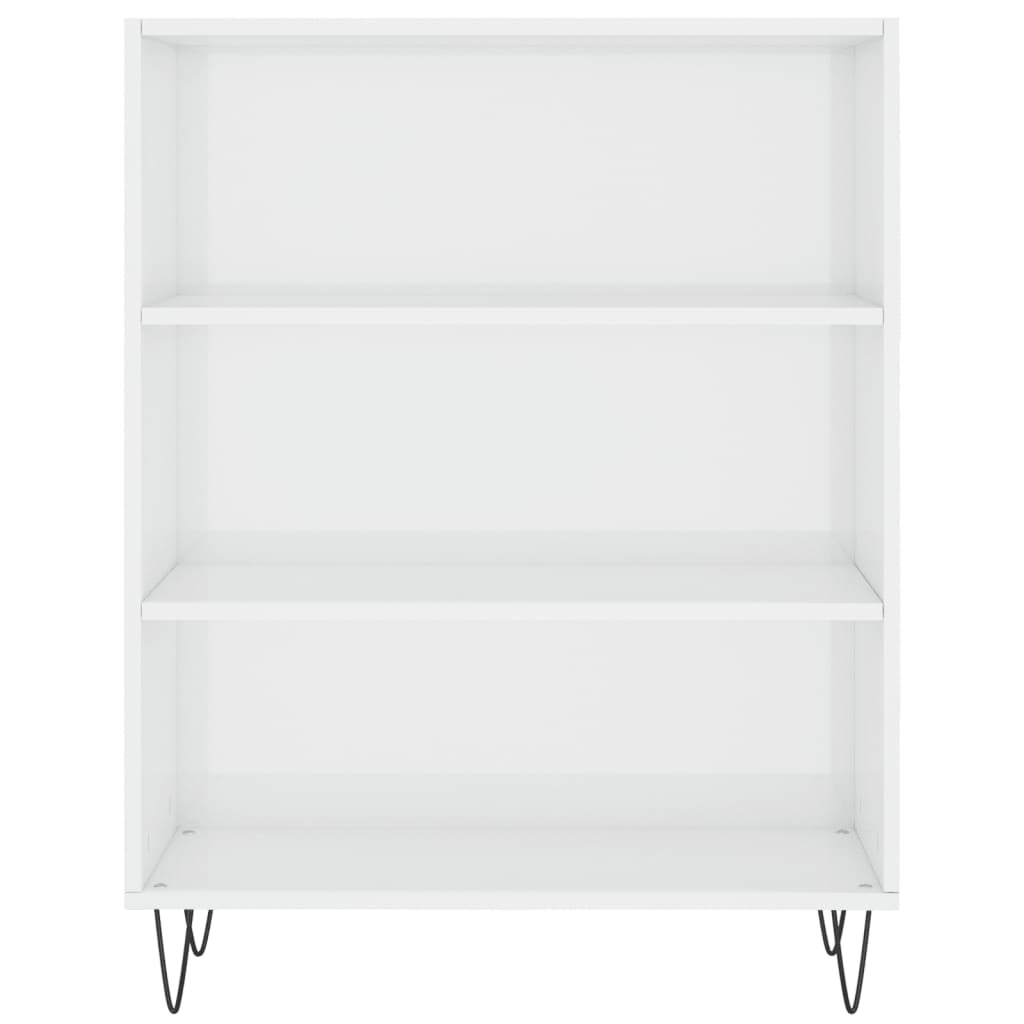 Bokhylle høyglans hvit 69,5x32,5x90 cm konstruert tre