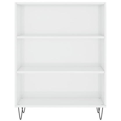 Bokhylle høyglans hvit 69,5x32,5x90 cm konstruert tre