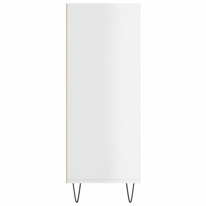 Bokhylle høyglans hvit 69,5x32,5x90 cm konstruert tre