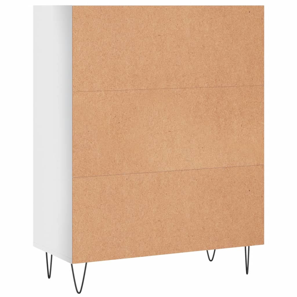 Bokhylle høyglans hvit 69,5x32,5x90 cm konstruert tre