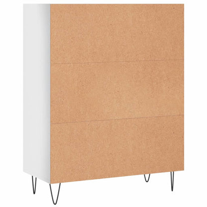 Bokhylle høyglans hvit 69,5x32,5x90 cm konstruert tre