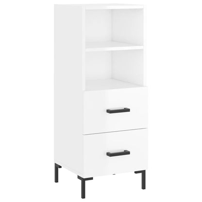 Skjenk høyglans hvit 34,5x34x90 cm konstruert tre