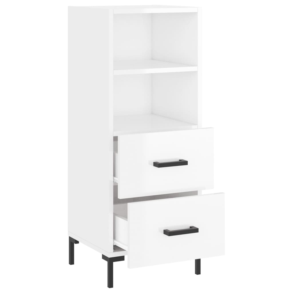 Skjenk høyglans hvit 34,5x34x90 cm konstruert tre