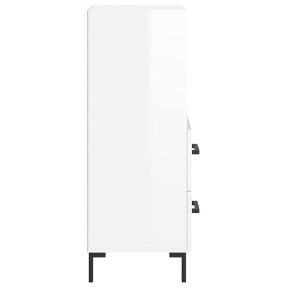 Skjenk høyglans hvit 34,5x34x90 cm konstruert tre