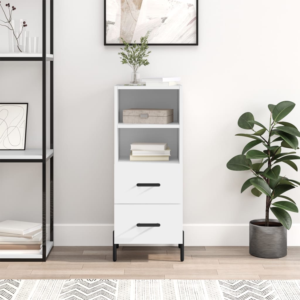Skjenk hvit 34,5x34x90 cm konstruert tre