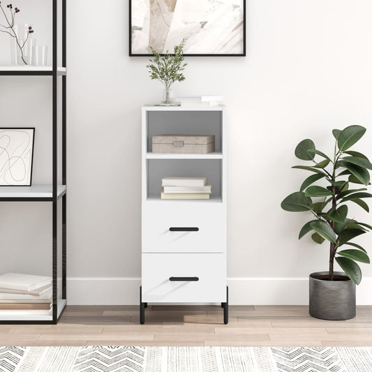 Skjenk hvit 34,5x34x90 cm konstruert tre