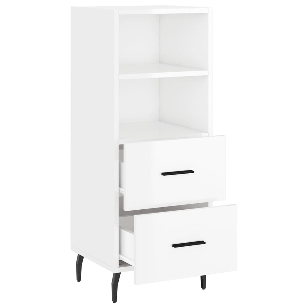 Skjenk høyglans hvit 34,5x34x90 cm konstruert tre