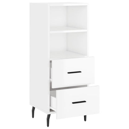 Skjenk høyglans hvit 34,5x34x90 cm konstruert tre