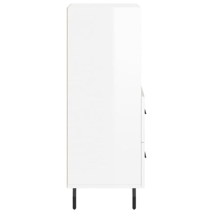 Skjenk høyglans hvit 34,5x34x90 cm konstruert tre