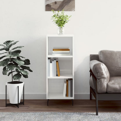 Skjenk høyglans hvit 34,5x32,5x90 cm konstruert tre