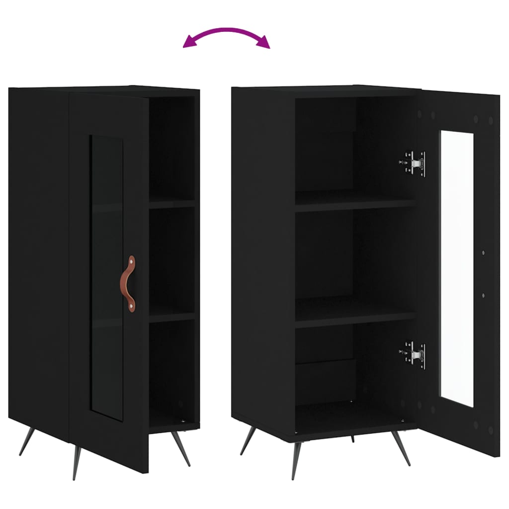 Skjenk svart 34,5x34x90 cm konstruert tre