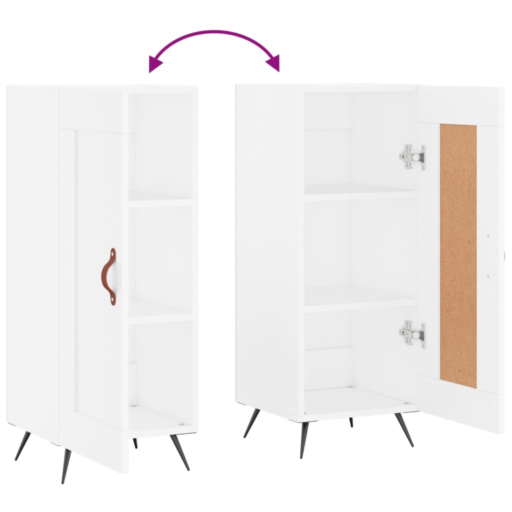 Skjenk hvit 34,5x34x90 cm konstruert tre