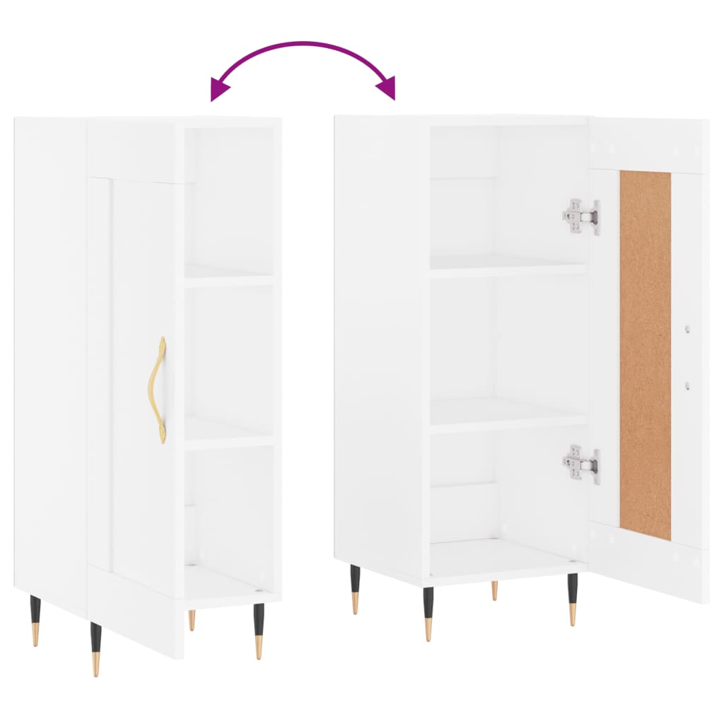 Skjenk hvit 34,5x34x90 cm konstruert tre