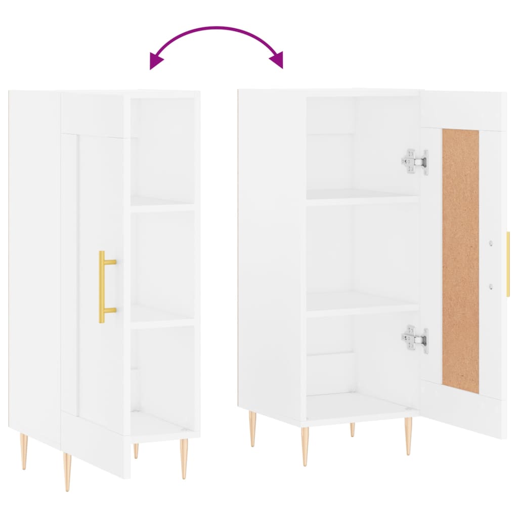 Skjenk hvit 34,5x34x90 cm konstruert tre