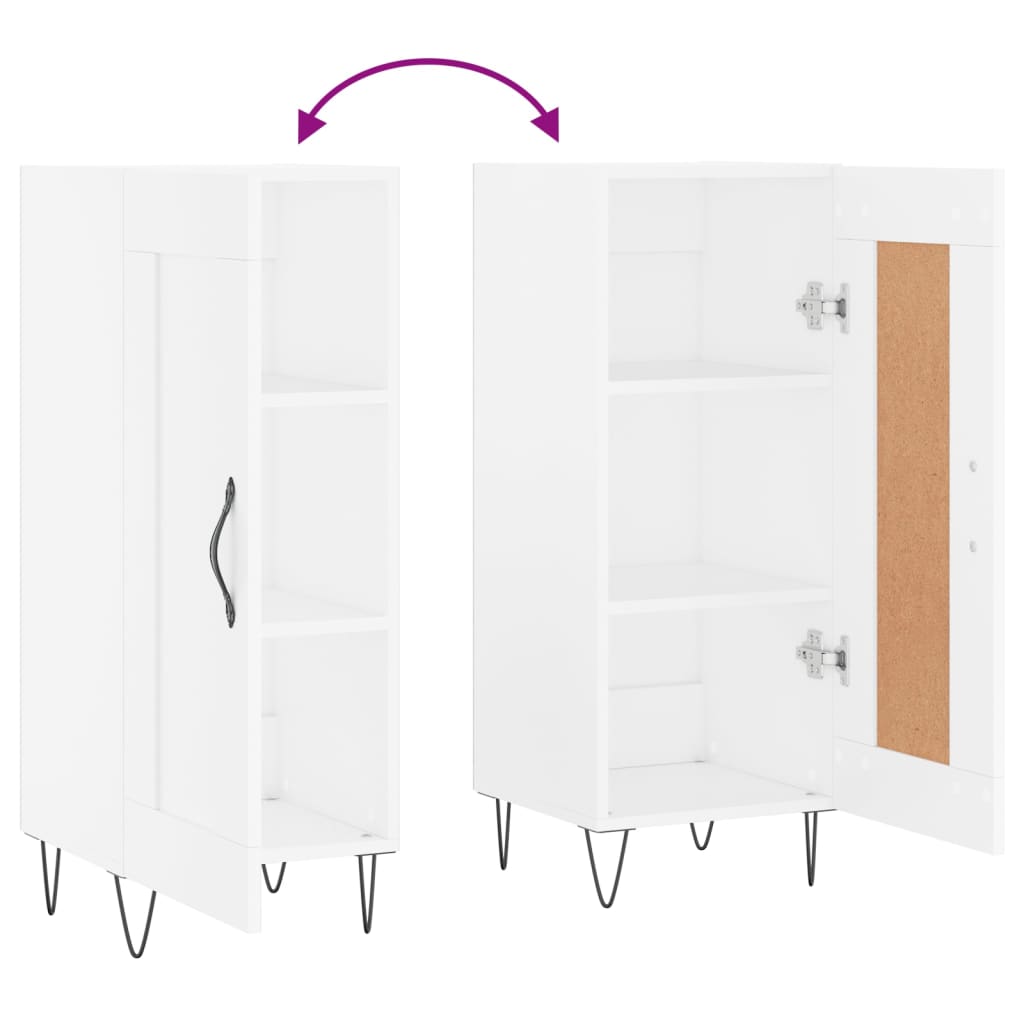 Skjenk hvit 34,5x34x90 cm konstruert tre