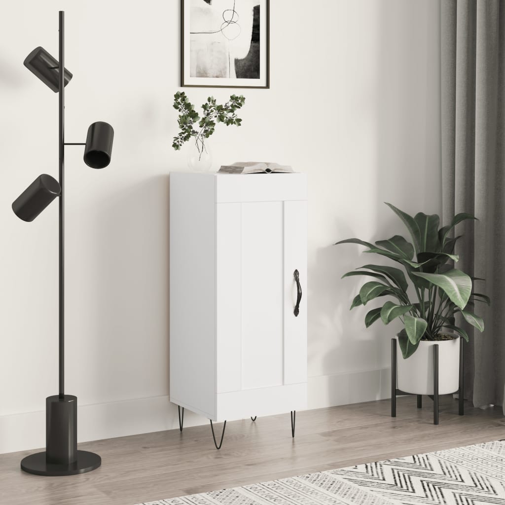 Skjenk hvit 34,5x34x90 cm konstruert tre