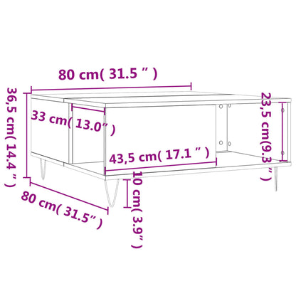 Salongbord Sofabord Hvit 80x80x36,5 cm