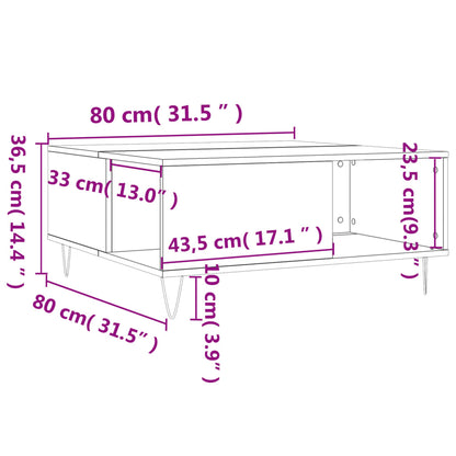 Salongbord Sofabord Røkt Eik 80x80x36,5 cm