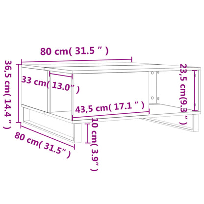 Salongbord Sofabord Røkt Eik 80x80x36,5 cm