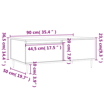 Salongbord Sofabord Hvit 90x50x36,5 cm