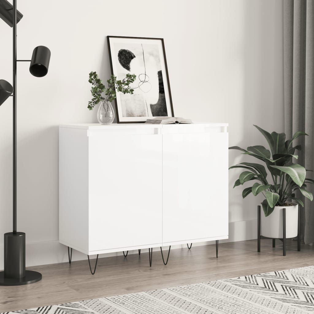 Kommode Høyglans Hvit 2 stk 40x35x70 cm