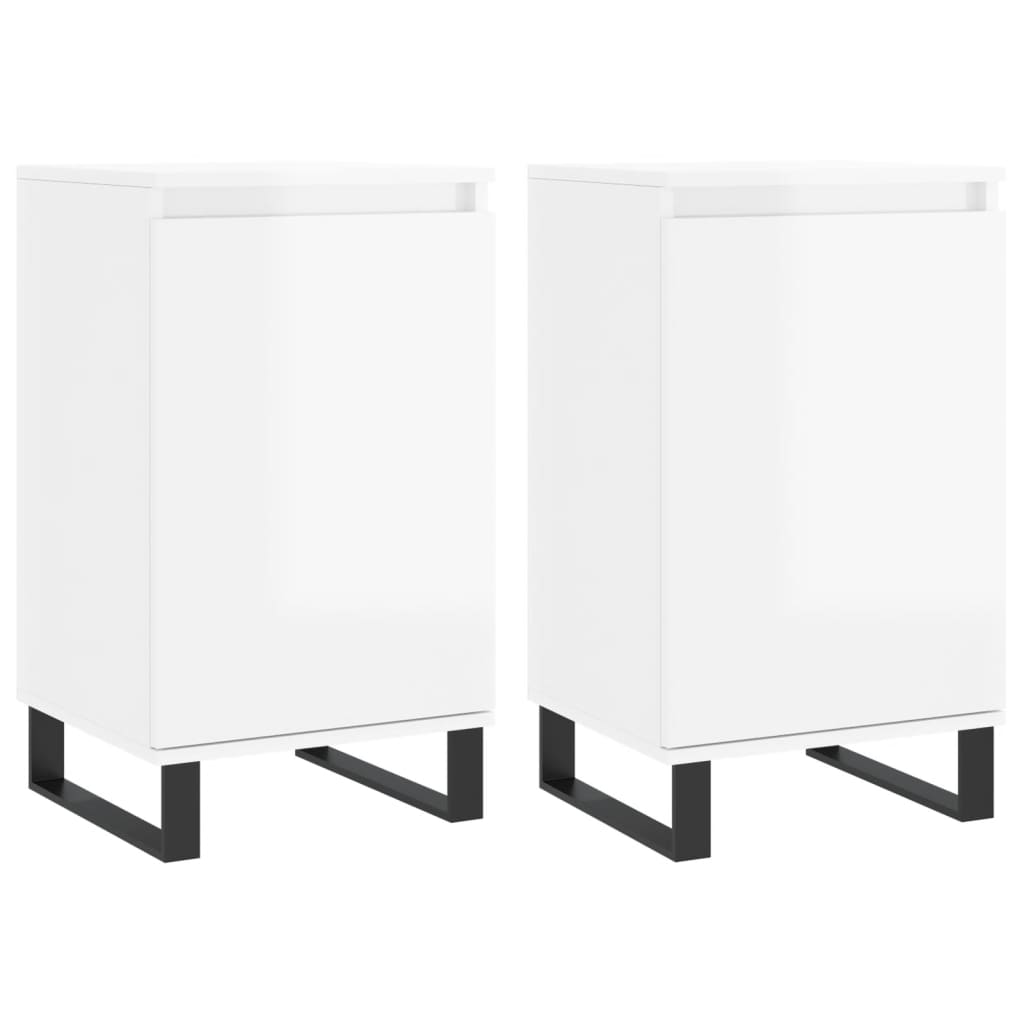 Kommode Høyglans Hvit 2 stk 40x35x70 cm